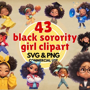 Black Sorority Girl Clipart: 43 PNG & SVG Graphics (Digital Download)