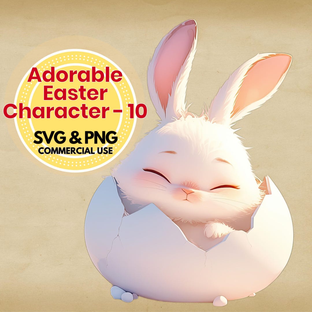 Easter Clipart Bundle Svg and Png Cute Bunny Digital Download for ...