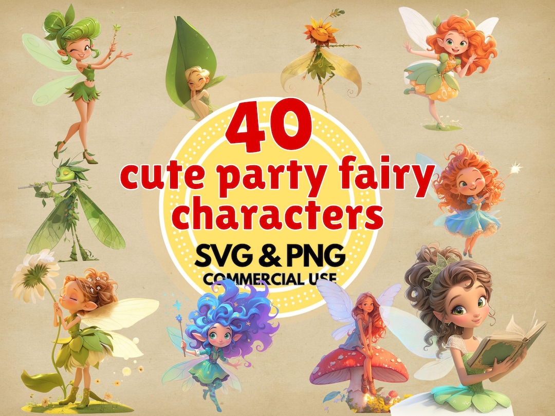 Cute Fairy Clipart Digital Download PNG SVG Party Fairies Graphics for ...