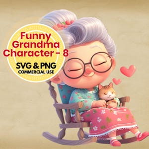 funny grandma clipart digital download svg png cartoon quirky granny illustration for crafts scrapbooking sublimation tshirts