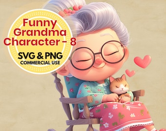 Grappige oma-clipart: eigenzinnige oma SVG, png (digitale download)