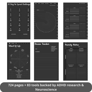 Planificador digital TDAH para iPad, Goodnotes + Android. Planificador diario para adultos con TDAH, cuidado personal y seguimiento de hábitos.