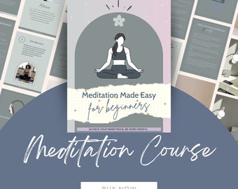 Afdrukbaar meditatiedagboek, mindfulness-werkboek, meditatie voor beginners, mediteren, geestelijke gezondheid