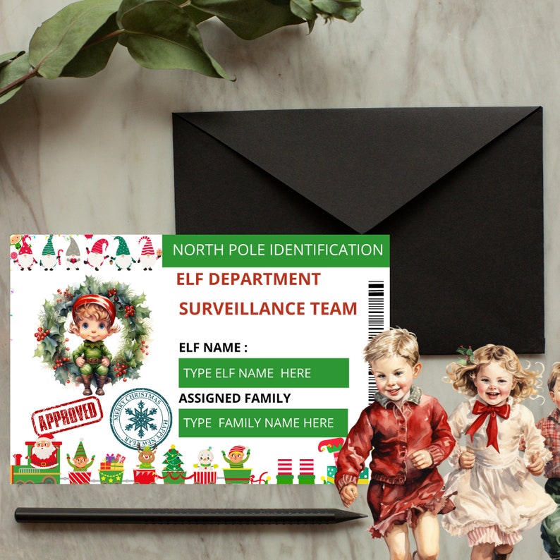 Editable Elf ID Card Template: North Pole Surveillance Team (digital ...