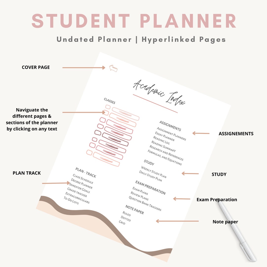 Digital Student Planner | Academic Planner | College Planner | Study ...