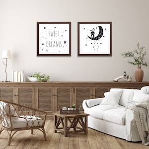 sweet dreams wall art, sweet dreams nursery prints, bedroom prints set of 2, above bed wall décor, kids bedroom décor sweet dreams printable