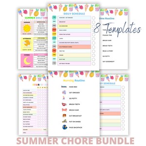 Summer Bundle, Screen Time Checklist, Daily Routine, Chores Checklist, Summer Printable, Screen Time Rules, PDF.