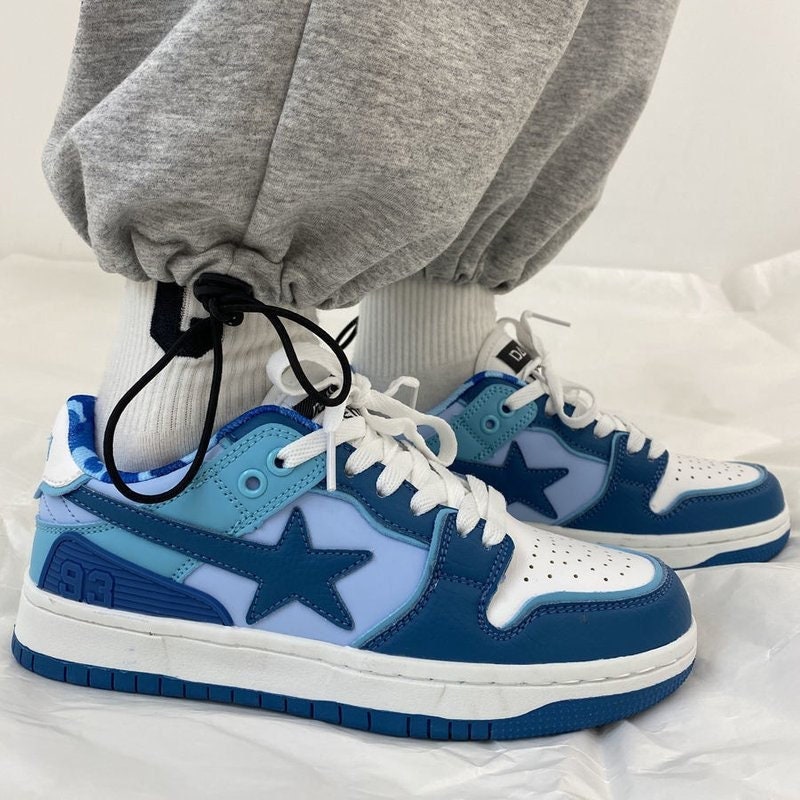 Denim Blue Sneakers Star Platform Shoes Harajuku Womens 
