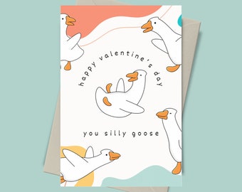 Silly Goose Valentine's Card, Cute Valentines Card for Husband, Funny Card for Wife, Valentines Gift for Boyfriend or Girlfriend, Pun Card