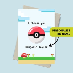 Je vous choisis carte personnalisée, anniversaire drôle Pokemon personnalisé, carte Saint-Valentin, Pokémon mignon drôle, carte de vœux, carte de Saint-Valentin