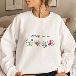 Meowy Christmas Sweatshirt, Happy Cat Shirt, Funny Christmas Cat Shirt, Cat Christmas Sweatshirt, Cats Sweatshirt, Cat Lover Christmas Shirt