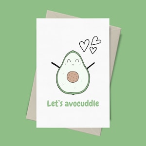 Carte Let's Avocuddle, Carte de Saint-Valentin, Carte d'anniversaire, Carte pour lui ou elle, Carte pour amateur d'avocat, Carte drôle