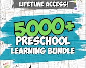 5000+ Preschool Pre-K + Kindergarten Learning Bundle, Activity Worksheets, Alphabet, Numbers, Shapes, Colors, Coloring pages, Do a Dot