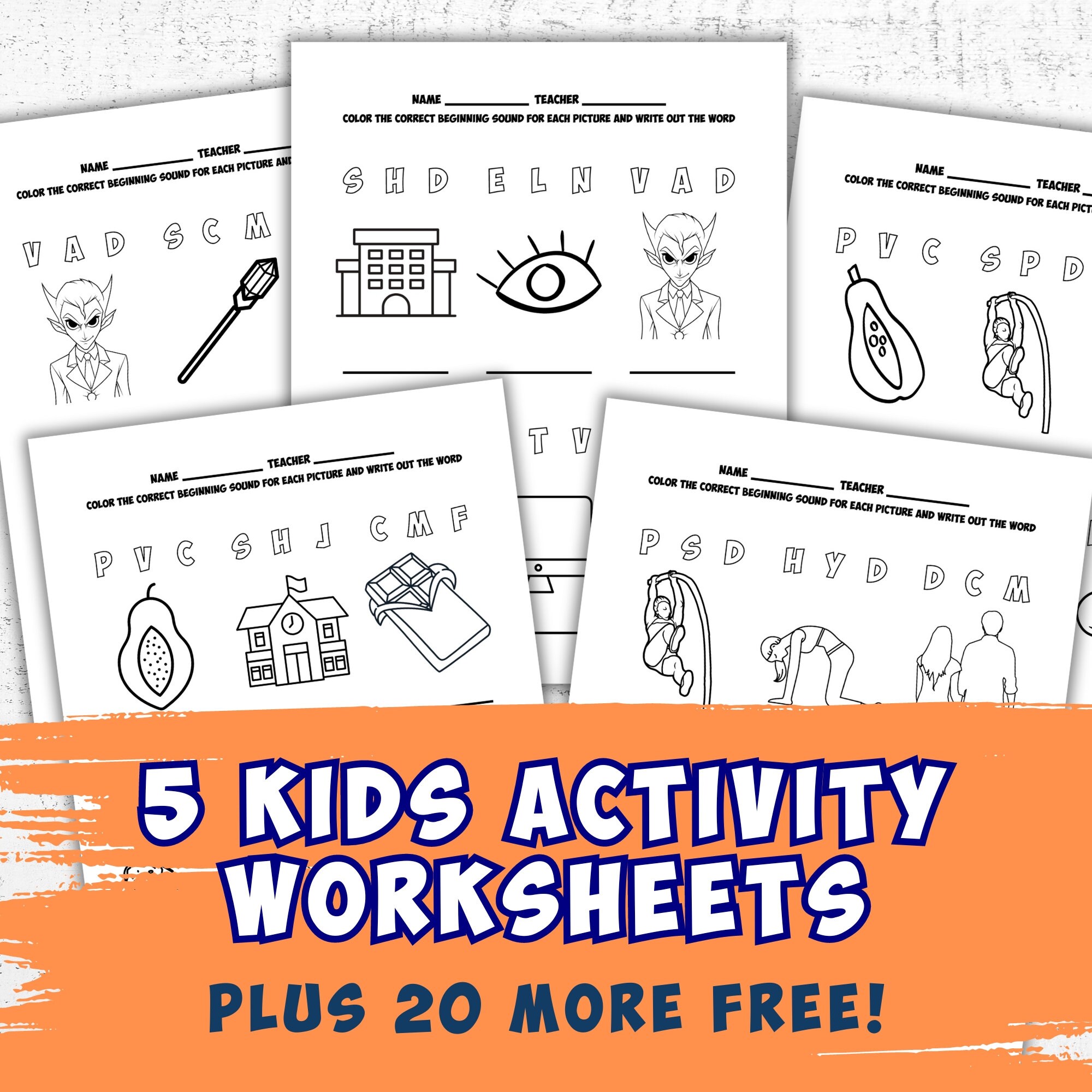 5 Kids Activity Worksheets Volume 3 Plus 20 More FREE Printable Worksheets, Preschool, Kindergarten, Elementary School, Ready to Print - Etsy letter-find-worksheets-the-measured-mom
