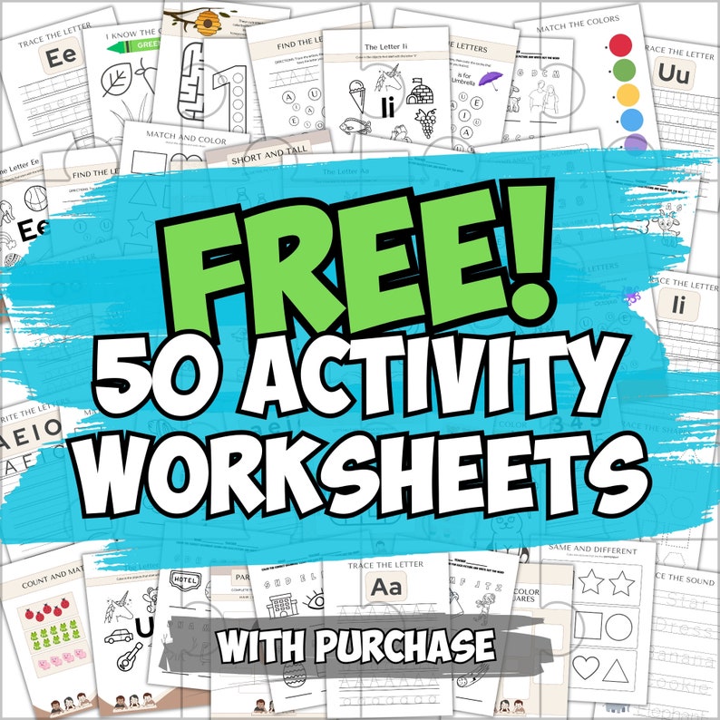 20 Kids Activity Worksheets Kids Test Plus 50 More FREE Printable ...