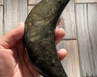 Goldschimmer Obsidian Mond | Aus Mexiko | Obsidian Mond Schnitzerei