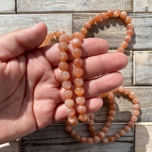 Sunstone Bracelet | Peach Moonstone and Sunstone Bracelet | 8mm | One Intuitively Chosen | Golden Sunstone Bracelet
