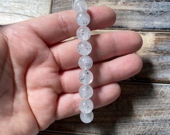 Quarz Mit Pyriteinschlüssen Armband | 9mm | Ein Pyrit im Quarz Armband | Pyrit und Quarz Perlen Armband
