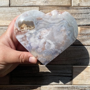 Flower Agate Heart Carving | With Imperfections | Flower Agate Heart