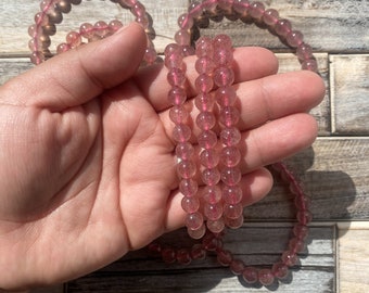 Erdbeerquarz Armband | 8mm | Eine intuitiv gewählte | Perlen Armband