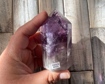 Königlicher Amethyst Turm mit Hollandit | Aus Brasilien | Amethyst Turm | Mit Unvollkommenheiten |