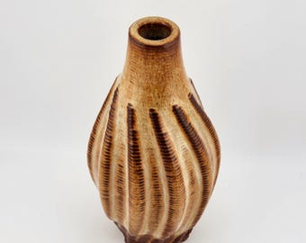 Burnt Amber Ceramic Bud Vase - 3D Printed Mini Vase for Dried Flowers
