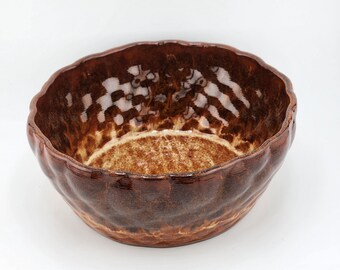 Amber ripple small serving bowl