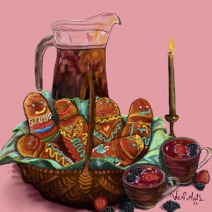 Guaguas de Pan y Colada Morada Print, Ecuador Art Print, Día de los Muertos, Andean Culture Art, Digital Download, Modern Art Decor, Festive