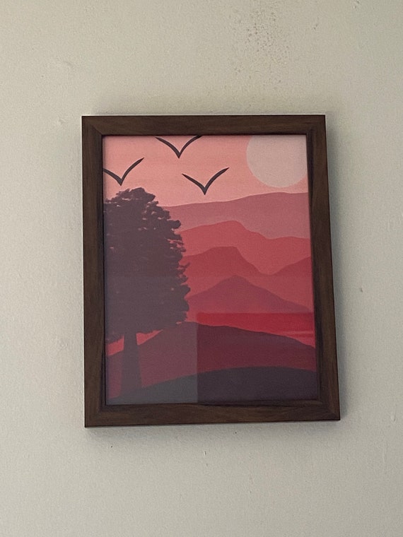 絵画 Red Mountain Japanese Mt.Fuji Metal Engraving Wall Art Red Mountain Cloud