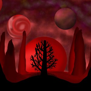 Red Fantasy Landscape Art Print