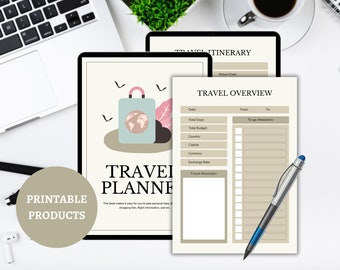 Minimalist Travel Itinerary Planner, A4 Travel Printable, Pretty Travel Printable, Pdf Travel Itinerary Planner, Easy to Use Planner
