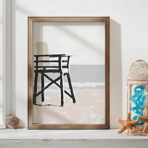 Abstract Coastal Print | Pastel Lifeguard Stand Wall Art | Beach Download