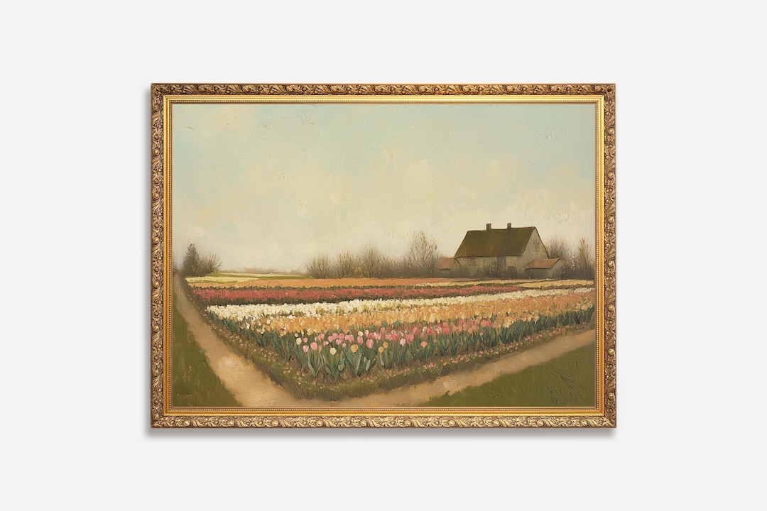 Vintage Tulip Garden Print | Amsterdam Spring Printable Wall Art ...