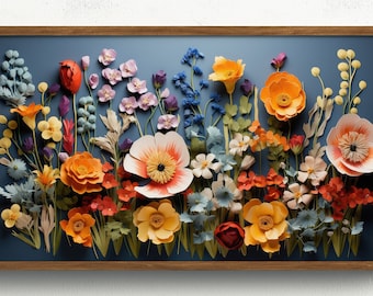 Samsung Frame TV Art Wildflower Blooms Against a Neutral Background