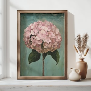 Rustic Hydrangea Botanical Wall Art | French Country Printable