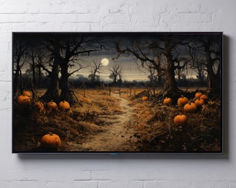 Samsung Frame TV Halloween Spooky Pumpkin Patch Art