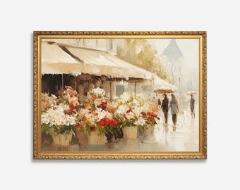 Parisian Flower Market Print: Vintage Cottagecore Wall Art (Digital Download)