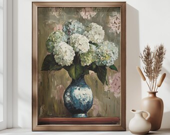 Blue Hydrangea Art | Digital Floral Download for Instant Decor