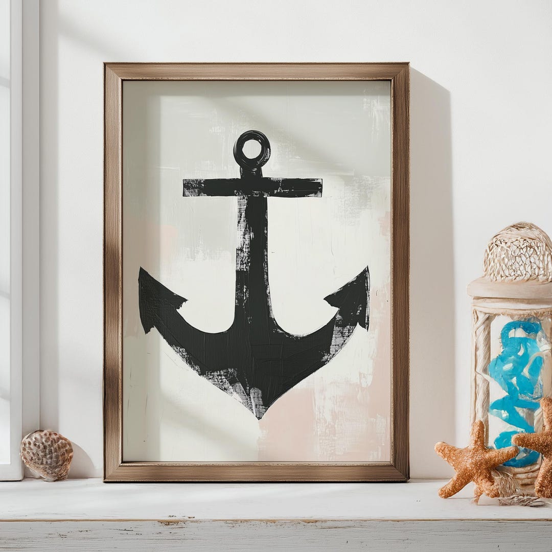 Nautical Wall Art | Printable Anchor Artwork | Coastal Digital Download ...