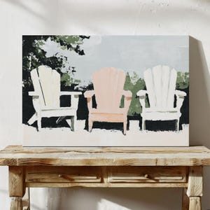 Adirondack Chair Trio Print | Coastal Patio Wall Art | Beach House Download