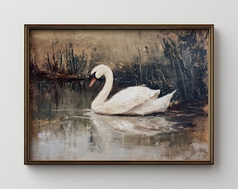 Schwanensee Digitaldruck, Vintage Rustikal Natur (mehrere Größen)
