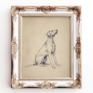 Printable German Shorthaired Pointer Sketch | Vintage Style Dog Wall Art | Digital Download