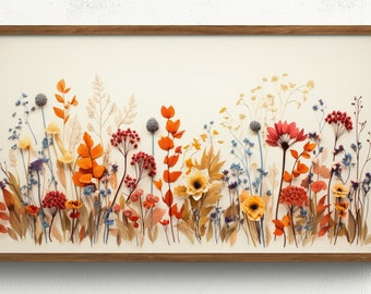 Samsung Frame TV Art Wildflower Blooms Against a Neutral Background