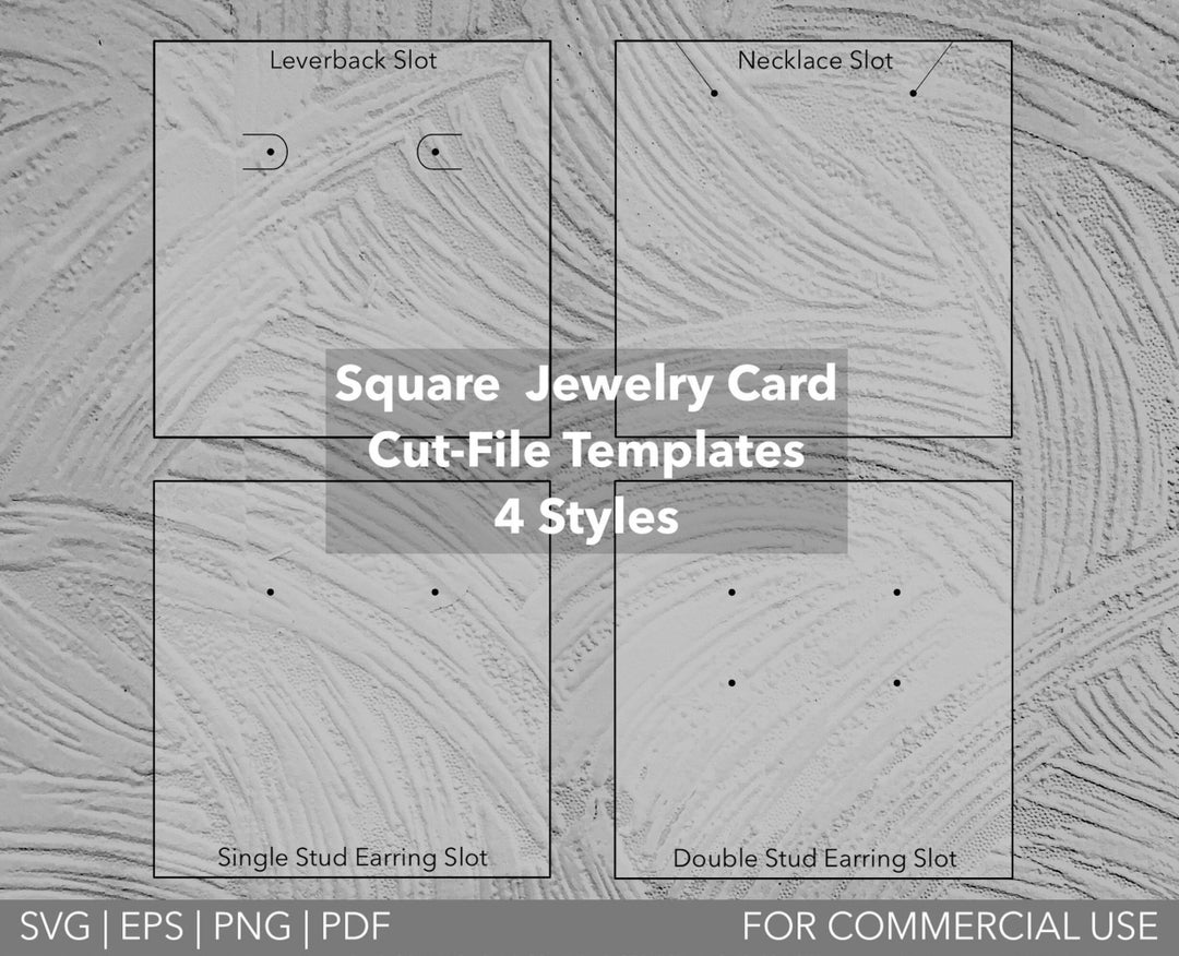 Jewelry Card Templates SVG EPS PNG Vectors Ready to Cut Earring Necklace Card Square Jewellery