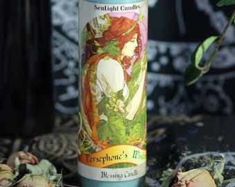 Persephone Blessing Candle ~ 7 Day Candle ~ Persephone's Wisdom ~ Altar Candle ~ Gemstone Candle ~ Ritual ~ Wicca ~ Witchcraft
