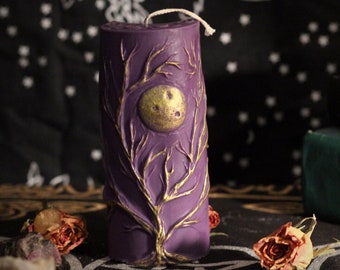 Golden Moon Candle ~ Pillar Candle ~ Wiccan Candle ~ Pagan Candle