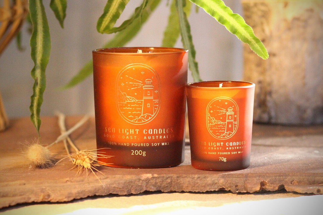 Glow Jar 40 Hours Amber Glass Jar With Bamboo Lid Etsy