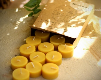 Beeswax Tealights ~ 12 Pack ~ One Dozen Tealights ~ Australian Beeswax ~ Unscented