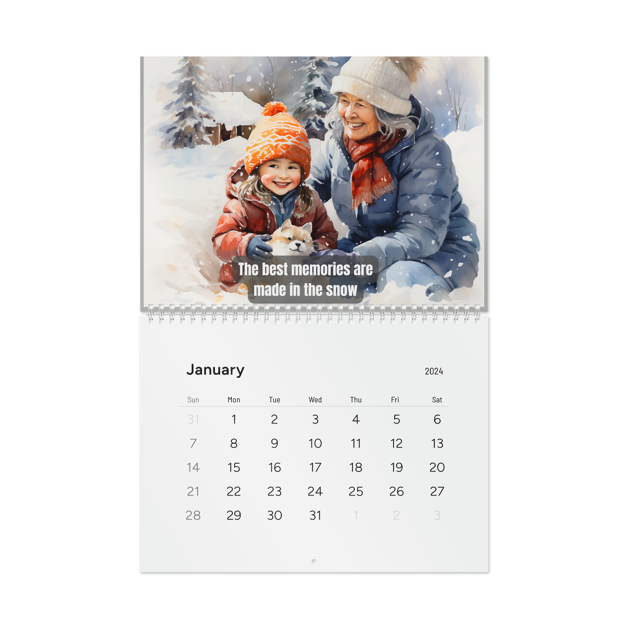 2024 Calendar, 2024 Wall Calendar, Grandma Gift, Grandma and Grandkid