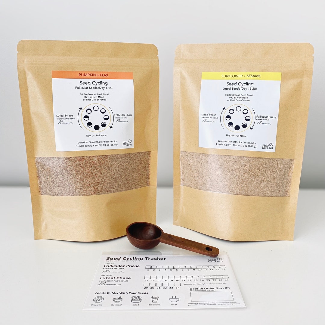Complete Seed Cycling Kit 1 Month Supply of Raw Organic Ground Seed